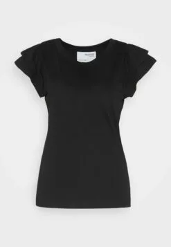 Selected Femme Slfcamila Ruffle Tee - T-Shirts Med Print - Black -Selected Femme Butikk 02e2c7af0b114885ba64a80d465ebae1