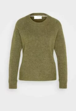 Selected Femme Slflulu Ls O-Neck B - Strikkegenser - Dusky Green/Melange -Selected Femme Butikk 06b88ddd43ab44b490b60a2636a1f870