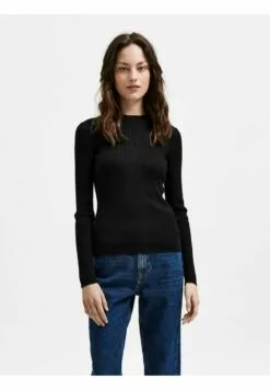 Selected Femme Slflydia New O Neck Noos - Strikkegenser - Black
