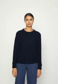 Front 22 Selected Femme Slflulu Ls O-Neck B - Strikkegenser - Dark Sapphire/Melange