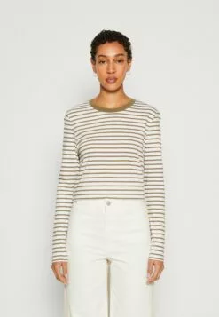 Selected Femme Slfessential Striped O Neck - Topper Langermet - Dusky Green