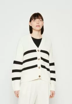 Selected Femme Bloomie Ls V-Neck Noos - Cardigan - Snow White/Black