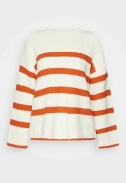 Selected Femme Slfbloomie O Neck - Strikkegenser - Snow White/Orangeade