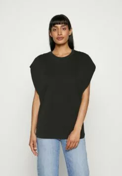 Selected Femme Slfadeline Gathered Tee - T-Shirts - Black