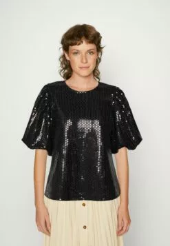 Selected Femme Slfsandy O Neck - T-Shirts Med Print - Black