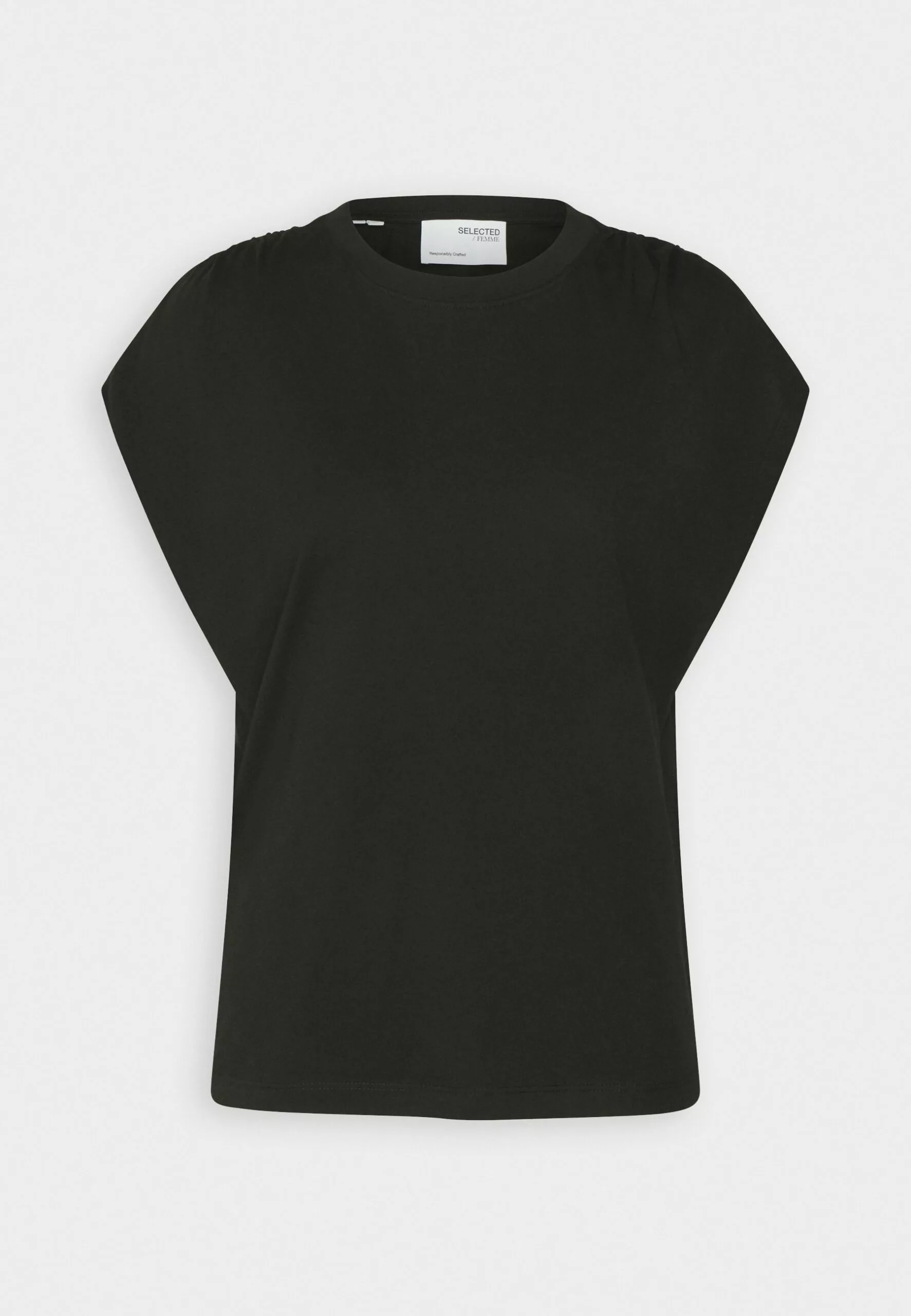 Selected Femme Slfadeline Gathered Tee - T-Shirts - Black 4 Selected Femme Slfadeline Gathered Tee - T-Shirts - Black - Bilde 4