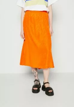 Selected Femme Slfabienne Midi Skirt- A-Line Skjørt - Orangeade