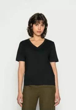 Selected Femme SlfstandardV Neck Tee- T-Shirts - Black