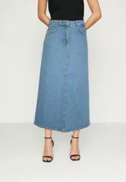 Selected Femme Slferin Long Flar Skirt - A-Line Skjørt - Medium Blue Denim
