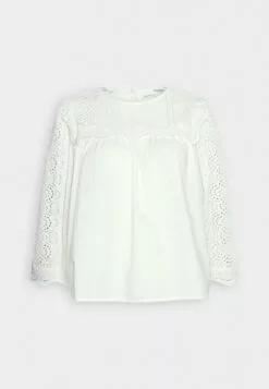 Selected Femme Slfviolette Broderi Top- Bluse - Bright White