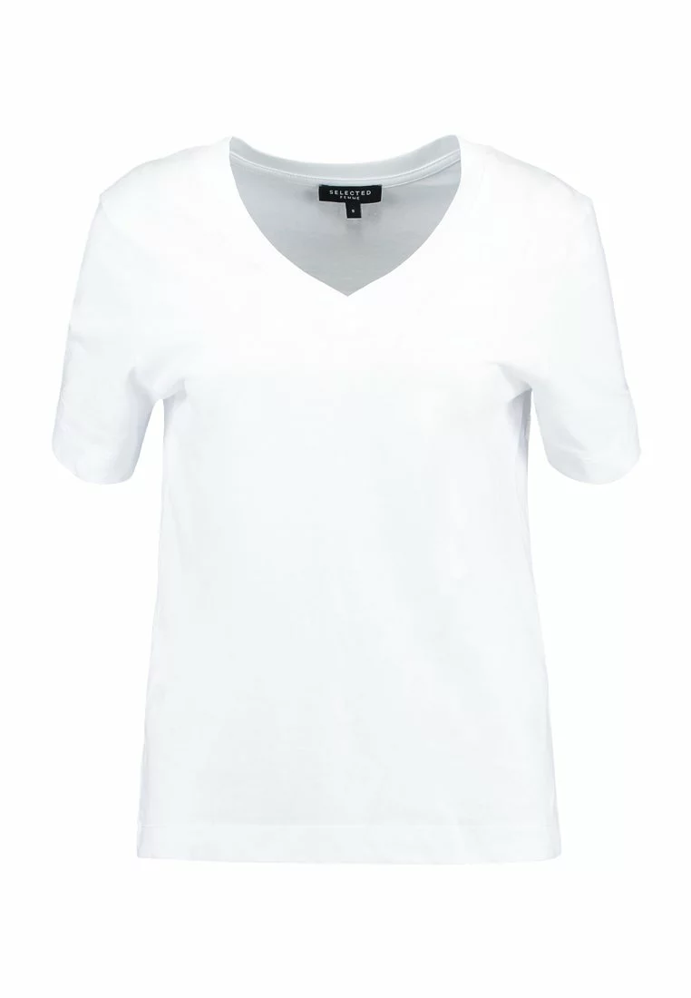Selected Femme SlfstandardV Neck Tee- T-Shirts - Bright White 4 Selected Femme SlfstandardV Neck Tee- T-Shirts - Bright White - Bilde 4