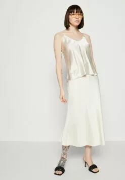 Selected Femme Slfrachelle Midi Skirt - A-Line Skjørt - Beige -Selected Femme Butikk 919e4d6260c944bbb945401205a3b1e9