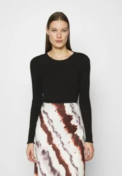 Selected Femme Slfanna Crew Neck Tee- Topper Langermet - Black