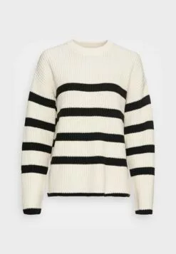 Slfbloomie O-Neck - Strikkegenser - Snow White/Black