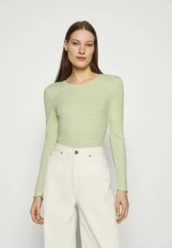 Selected Femme Slfanna Crew Neck Tee - Topper Langermet - Young Wheat/Snow White