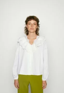 Selected Femme Slfaika Broderi Collar - Skjorte - Snow White