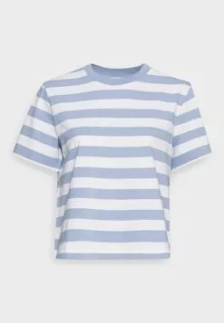 Selected Femme Slfessential Striped Boxy Tee - T-Shirts Med Print - Blue Heron/Bright White