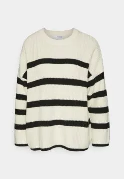 Slfbloomie O Neck Plus Size - Strikkegenser - Snow White/Black -Selected Femme Butikk 9ea3d86bea5b431bb1799b6f17df954c