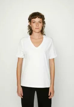 Selected Femme Slfessential V Neck Tee - T-Shirts - Bright White