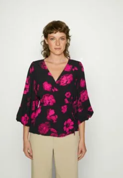 Selected Femme Slfvaletta Wrap- Bluse - Black