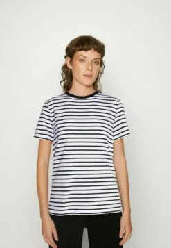 Selected Femme Slfmyessential Stripe O Neck Tee - T-Shirts Med Print - Black