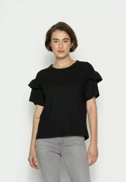 Selected Femme Slfrylie Florence Tee - T-Shirts Med Print - Black