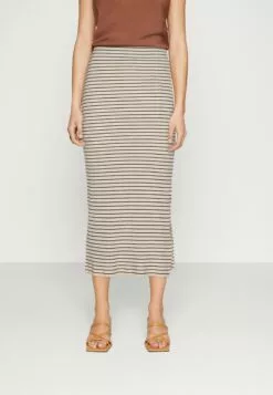 Selected Femme Slftamara Midi Striped Skirt - Blyantskjørt - Sandshell/Black