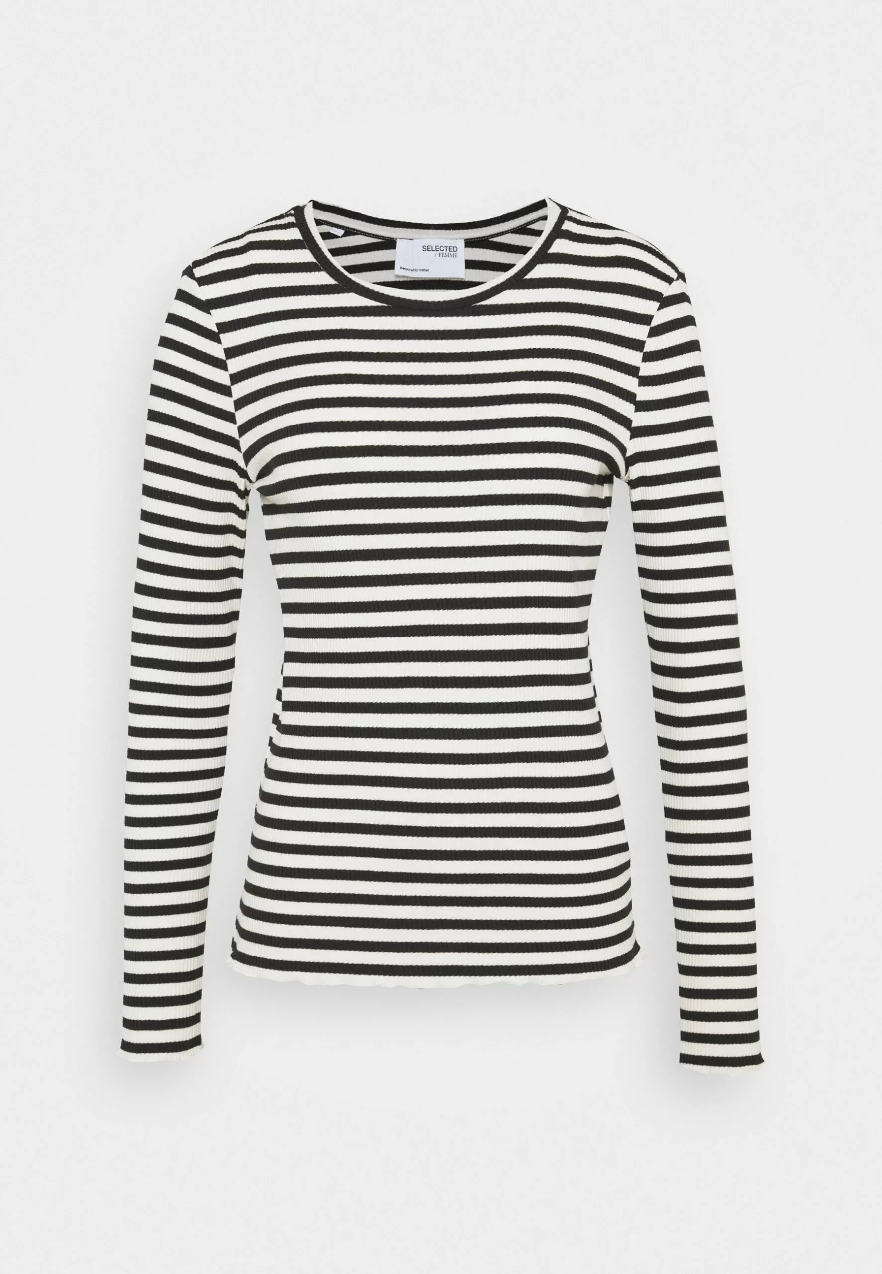 Selected Femme Slfanna Ls Crew Neck Str Noos - Strikkegenser - Black/Snow White Stripes 5 Selected Femme Slfanna Ls Crew Neck Str Noos - Strikkegenser - Black/Snow White Stripes - Bilde 5