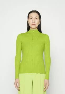 Front 25 Selected Femme Slflydia Highneck Zip - Strikkegenser - Dark Citron
