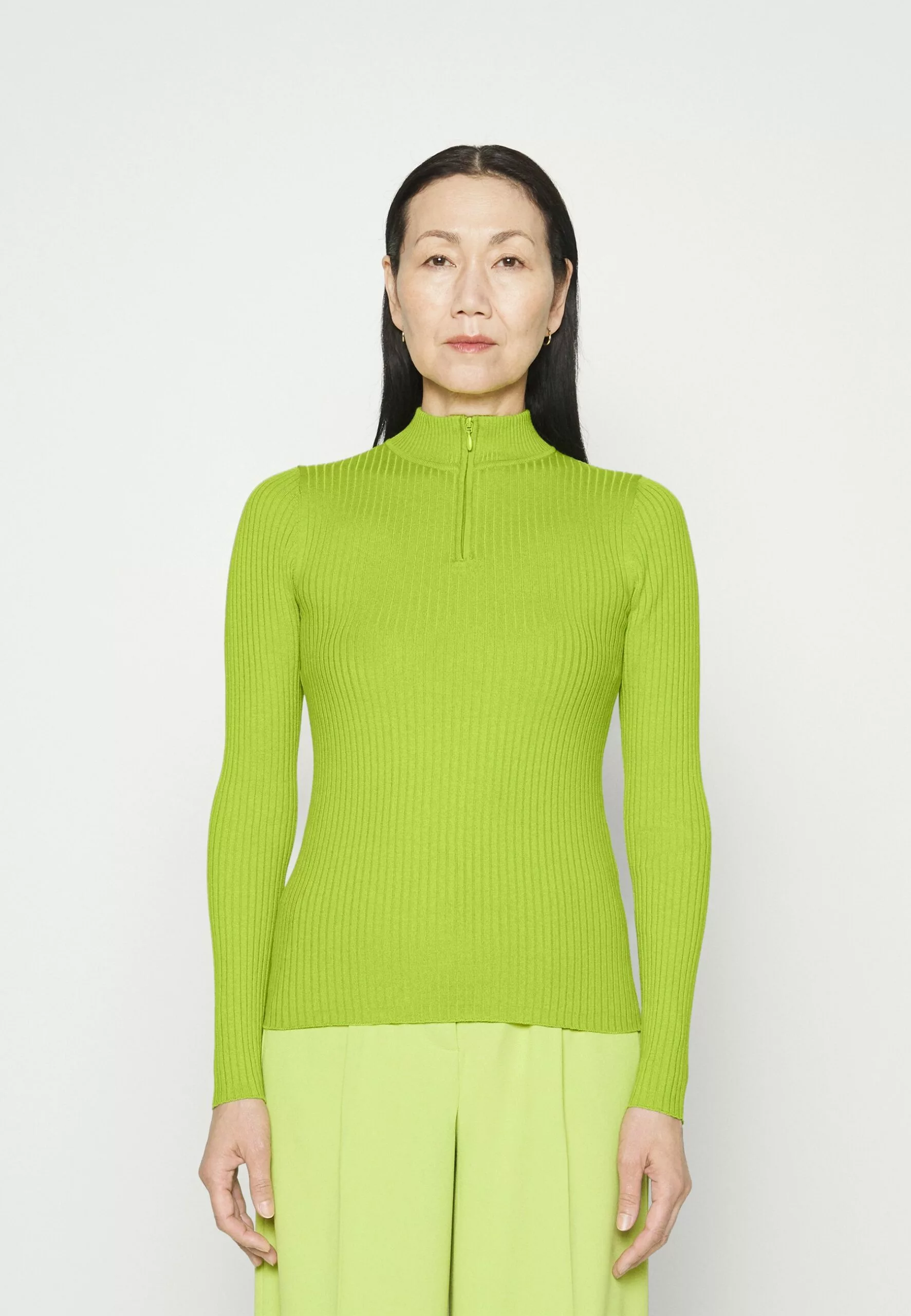 Selected Femme Slflydia Highneck Zip - Strikkegenser - Dark Citron 1 Selected Femme Slflydia Highneck Zip - Strikkegenser - Dark Citron