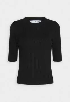 Selected Femme Slfmala O Neck - T-Shirts - Black -Selected Femme Butikk c8caf8d214094f4ab436f91509736eae