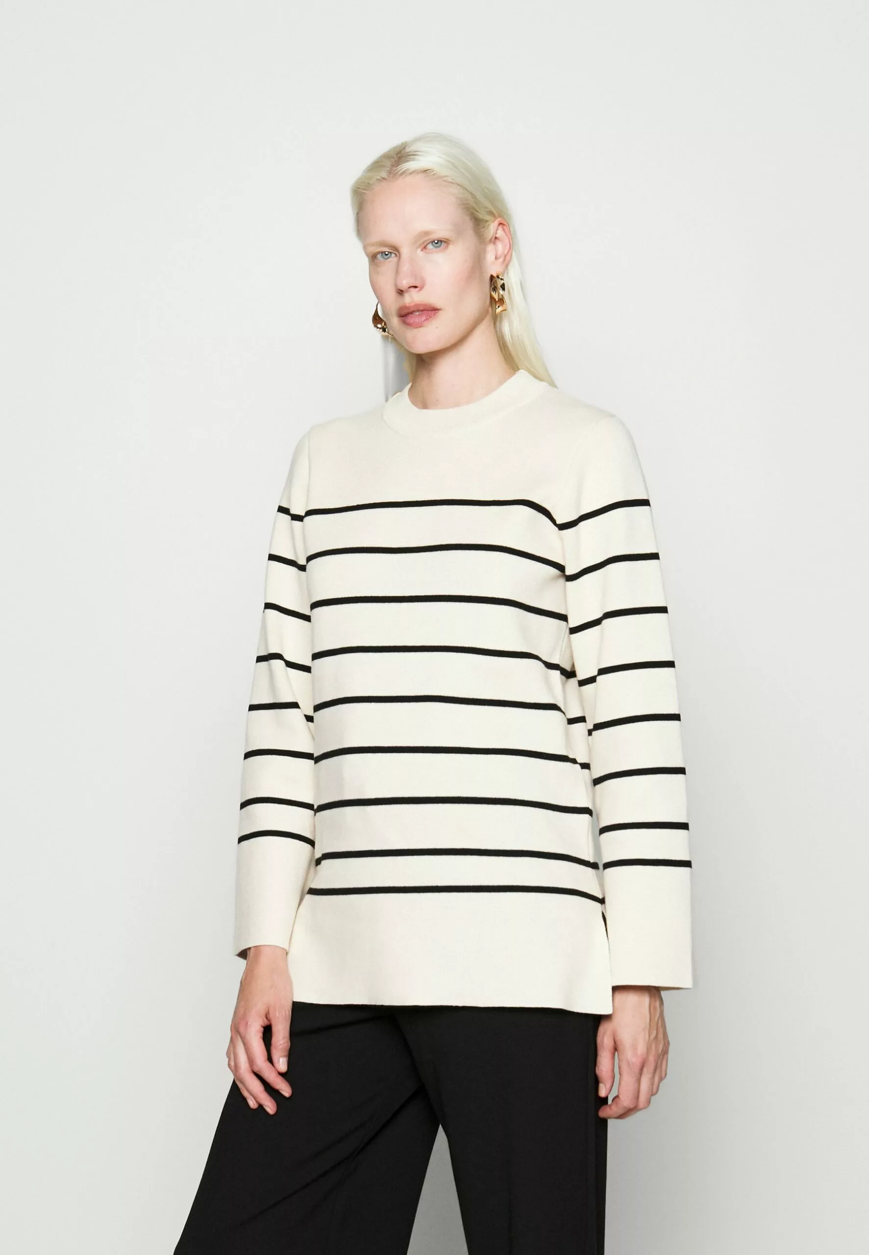 Slfliva Long O-Neck - Strikkegenser - Birch/Black 1 Slfliva Long O-Neck - Strikkegenser - Birch/Black