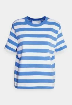 Selected Femme Slfessential Striped Boxy Tee - T-Shirts Med Print - Ultramarine/Bright White - Wide -Selected Femme Butikk d6721b3fb2664e329717cb469b50618a