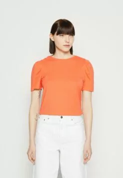 Front 11 Selected Femme Slfofelia O Neck Tee - T-Shirts Med Print - Emberglow