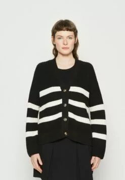 Selected Femme Bloomie Ls V-Neck Noos - Cardigan - Black/Snow White