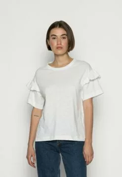 Selected Femme Slfrylie Florence Tee - T-Shirts Med Print - Snow White