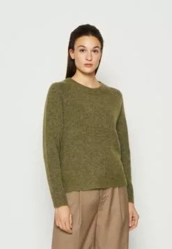 Selected Femme Slflulu Ls O-Neck B - Strikkegenser - Dusky Green/Melange