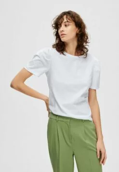 Selected Femme Slfofelia O Neck Tee - T-Shirts Med Print - Bright White