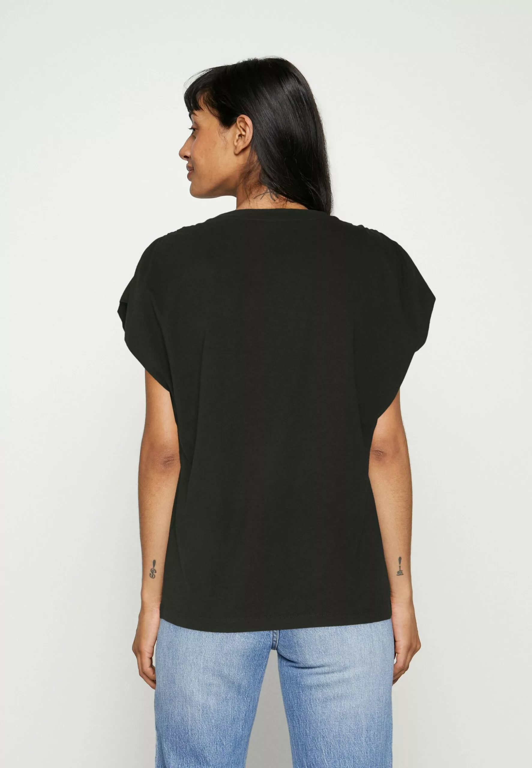 Selected Femme Slfadeline Gathered Tee - T-Shirts - Black 3 Selected Femme Slfadeline Gathered Tee - T-Shirts - Black - Bilde 3